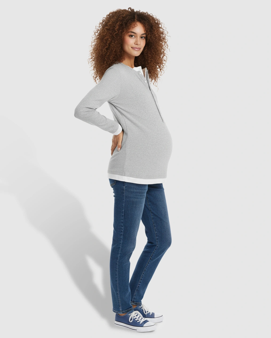 Button-Front Henley Maternity Top