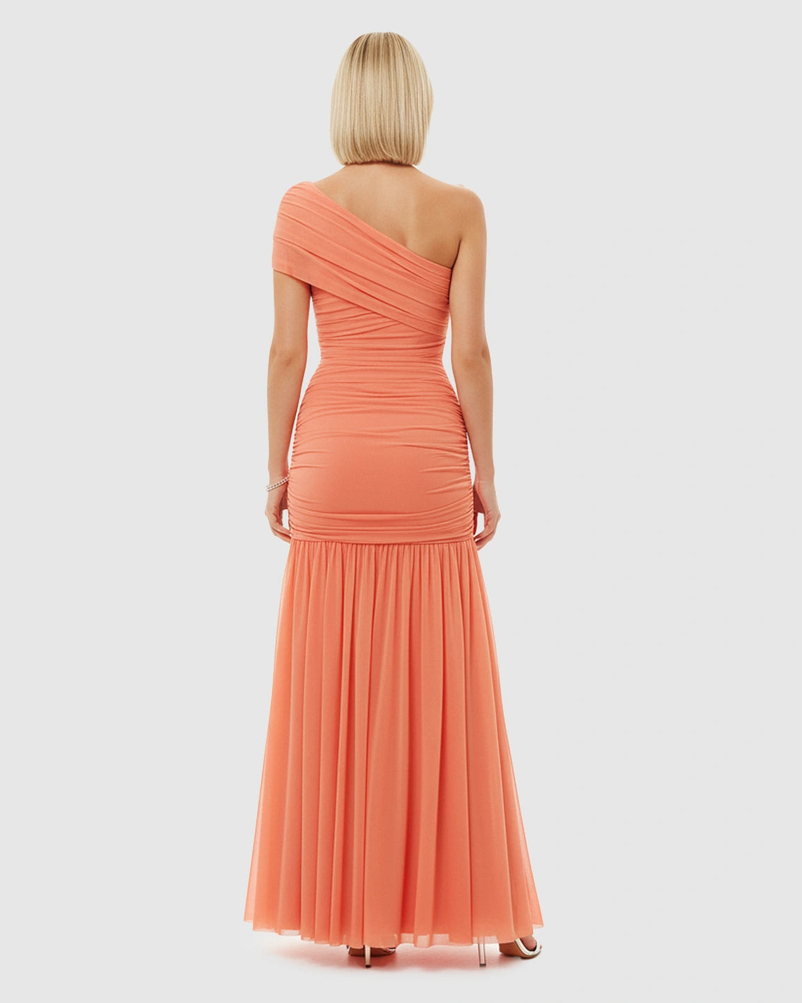 Ruched One-Shoulder Maternity Gown