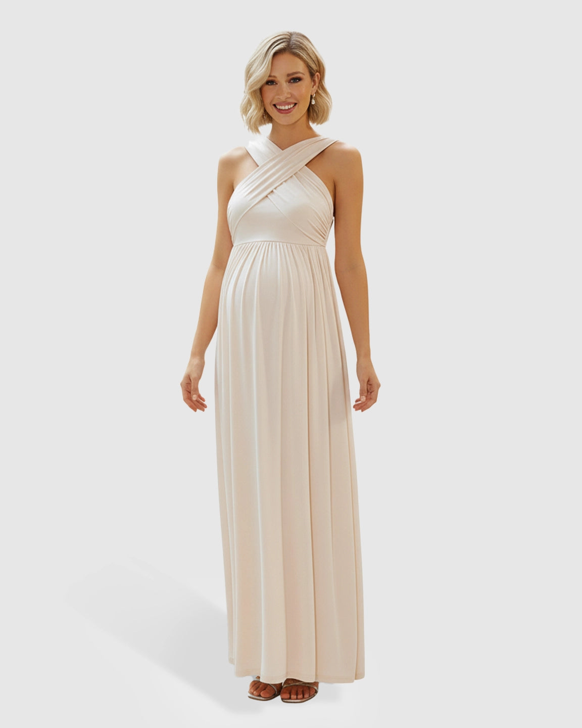 Scarf-Neck A-Line Maternity Gown