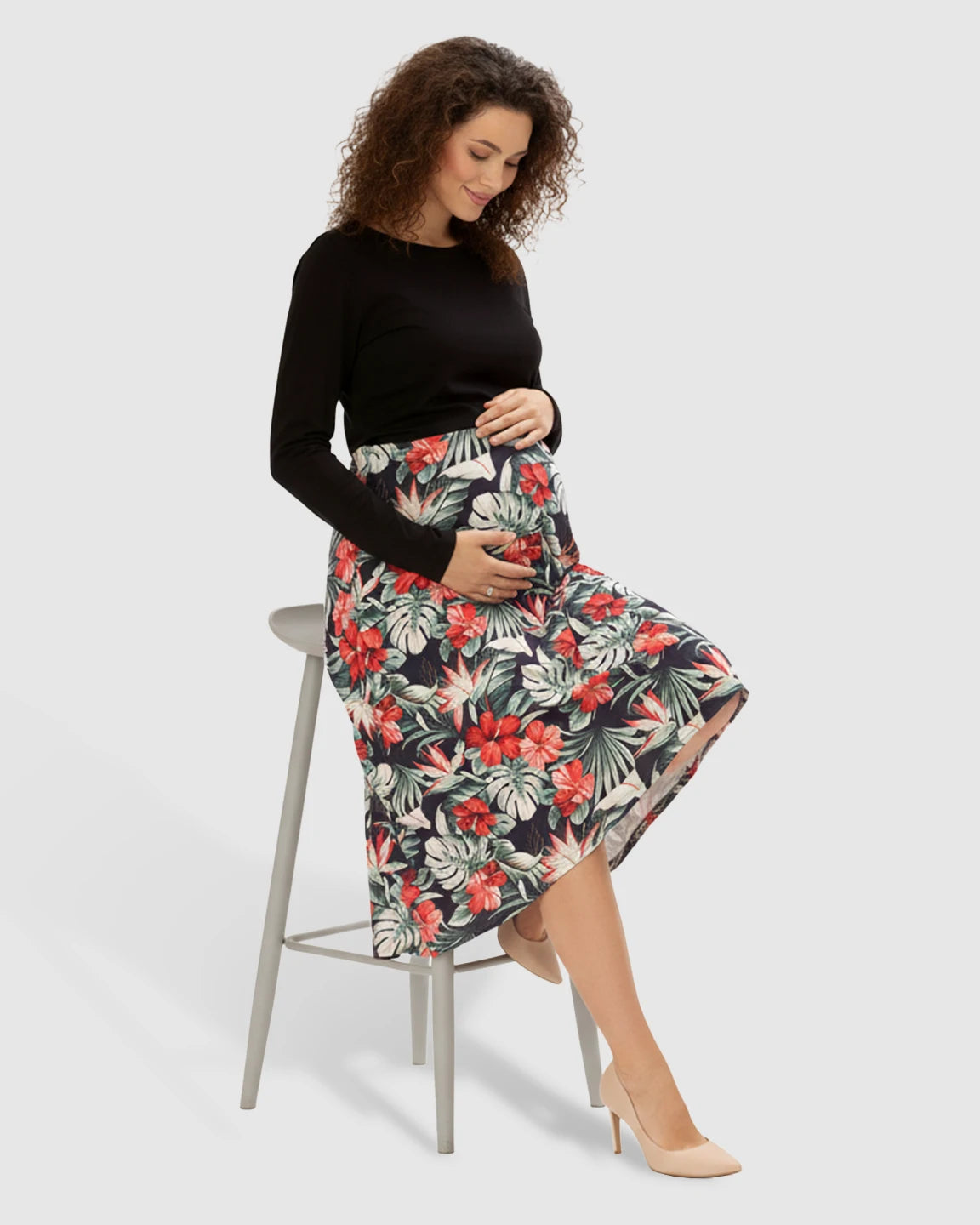 Two-Piece Floral Nursing & Maternity Maxi Dress