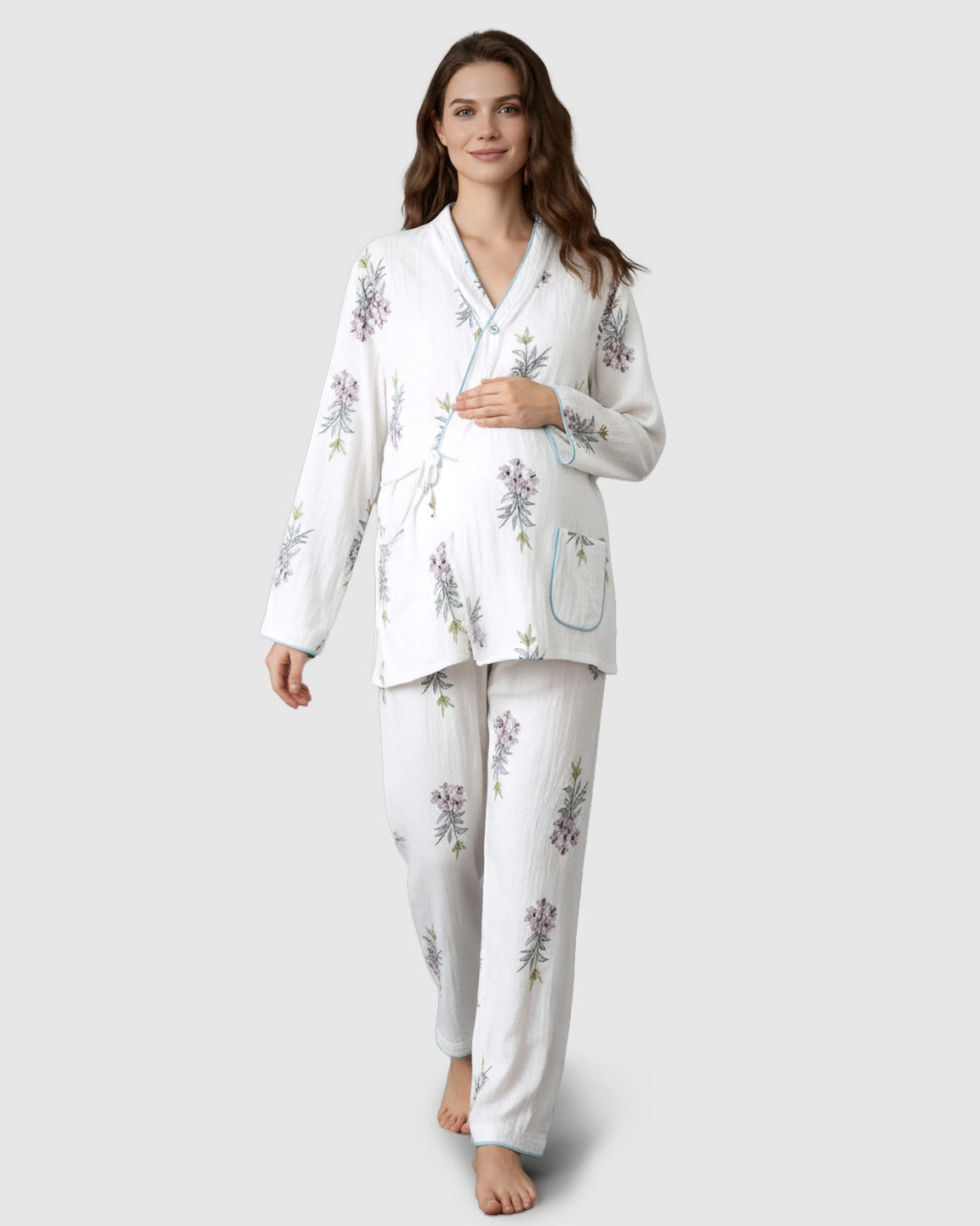 Cotton-Muslin Japanese-Style Maternity Sleepwear Set