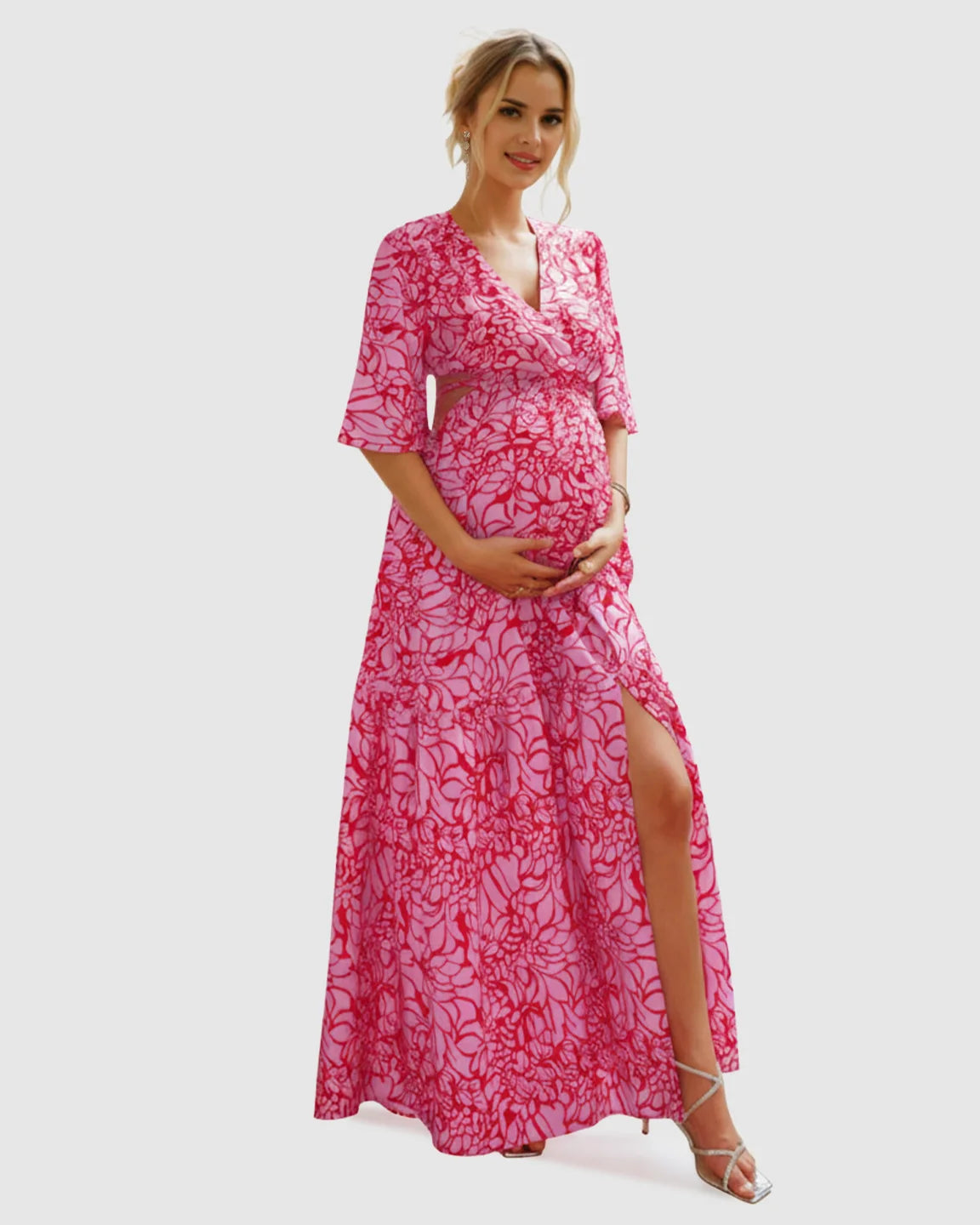 Cutout Retro Maternity Maxi Dress