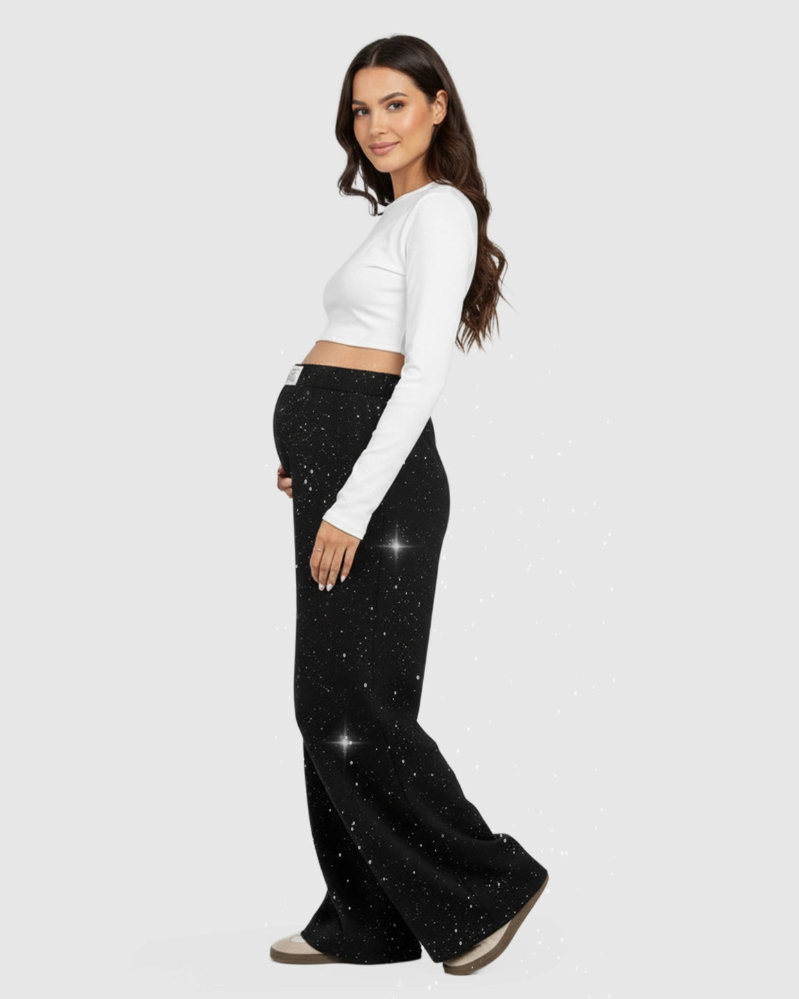 Starry Print Wide-Leg Maternity Pants