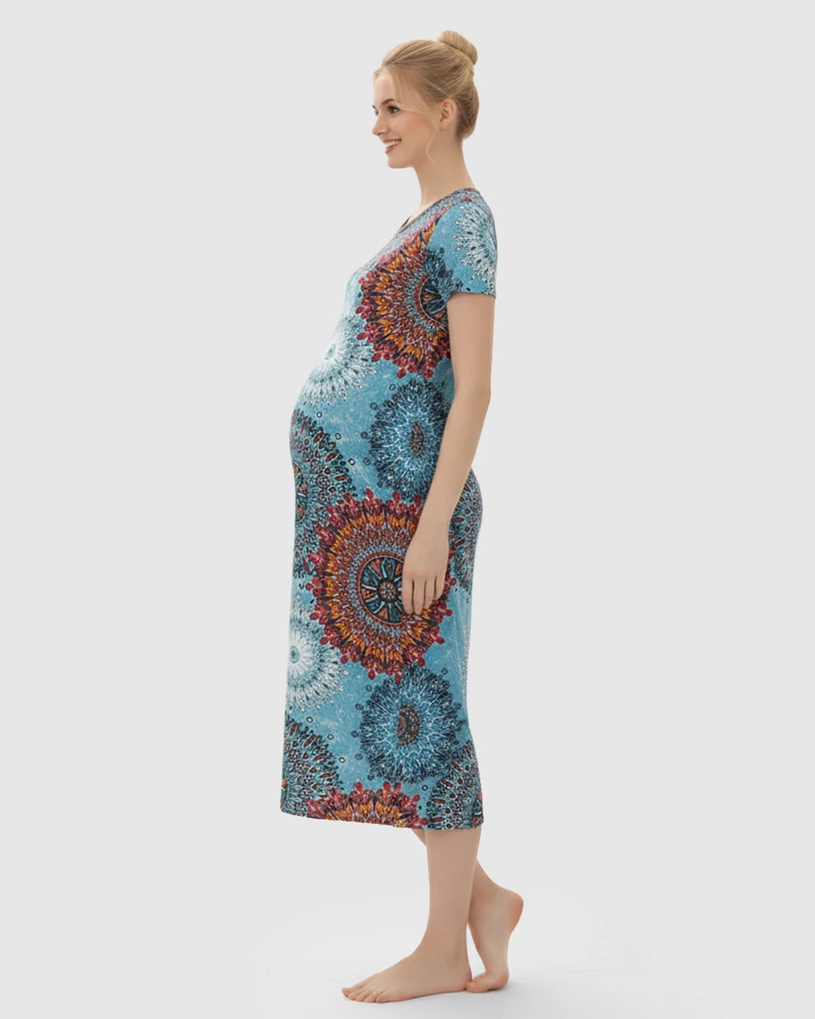 Relaxed-Fit Printed Maternity Midi Dress