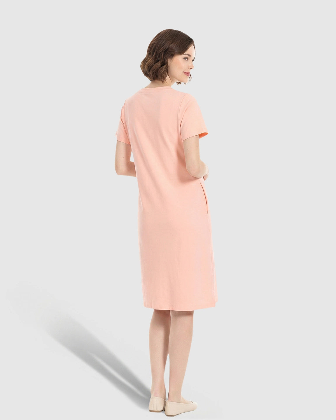 V-Neck Cotton Casual Nursing & Maternity Dress