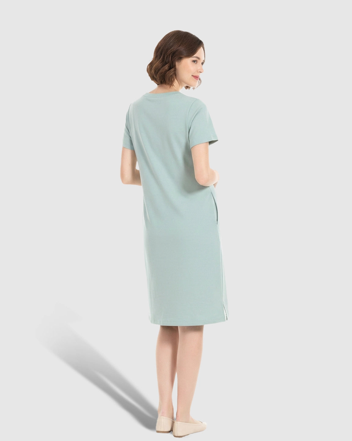 V-Neck Cotton Casual Nursing & Maternity Dress