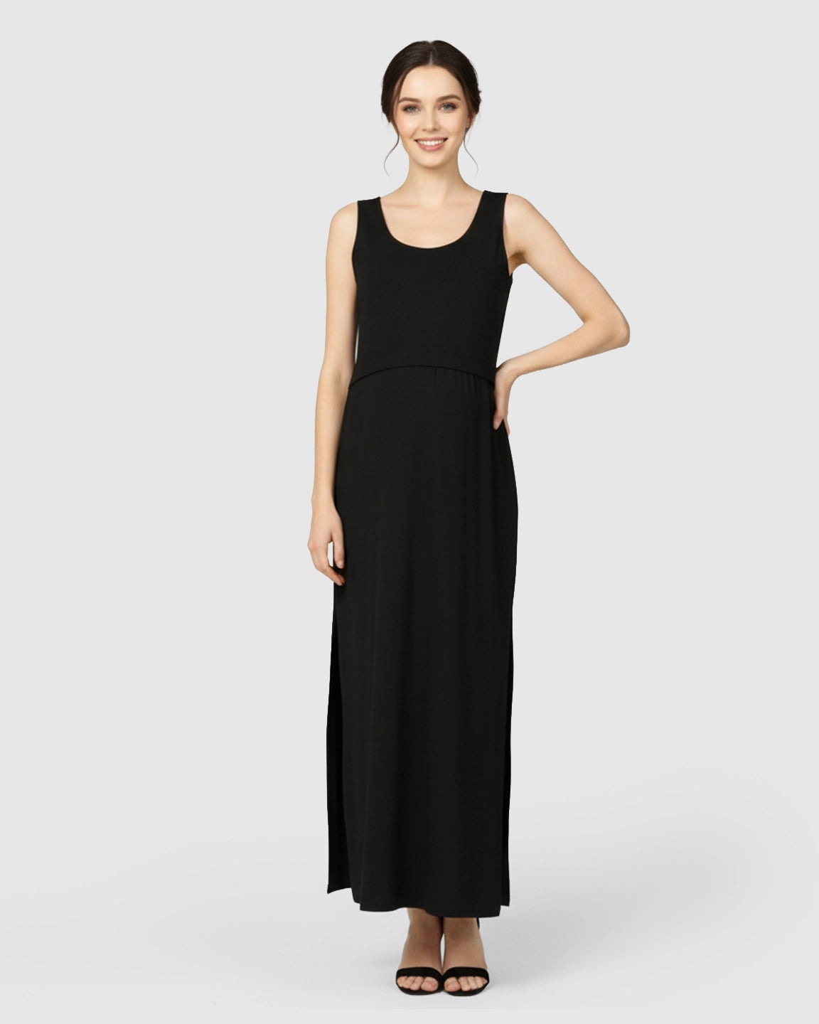 Side-Slit Casual Maternity Maxi Dress