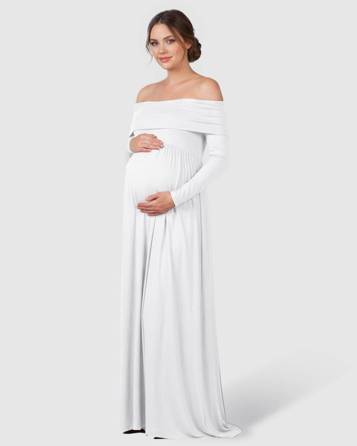 Off-Shoulder Floor-Length Maternity Gown