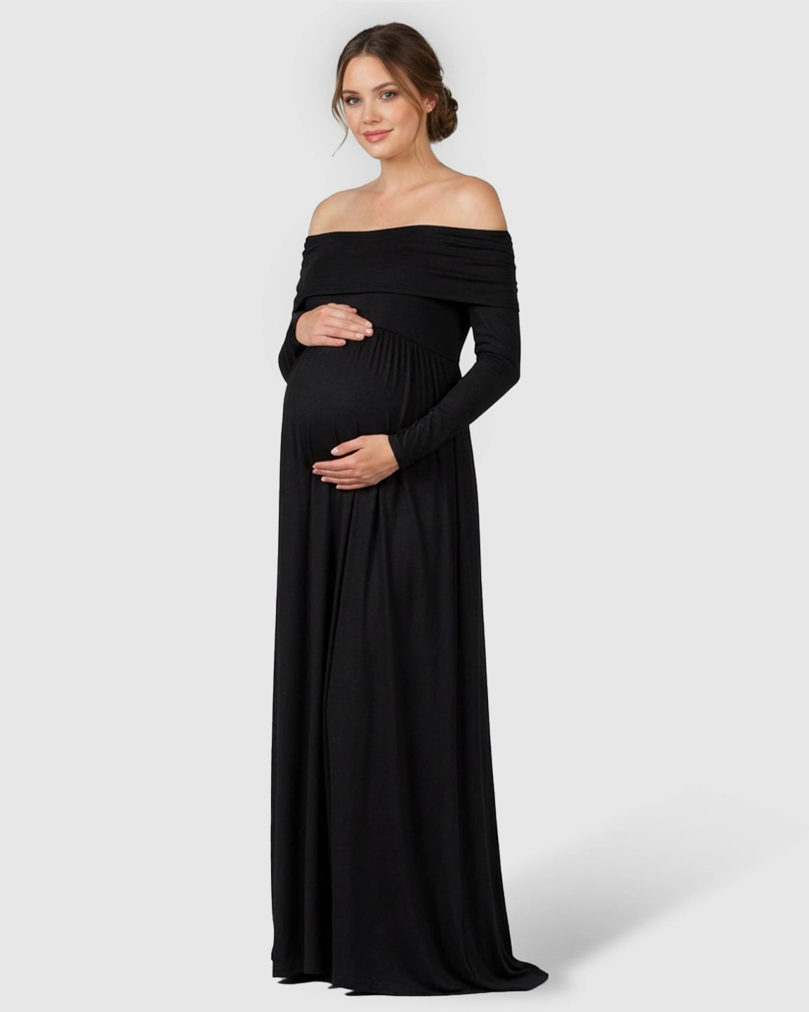 Off-Shoulder Floor-Length Maternity Gown