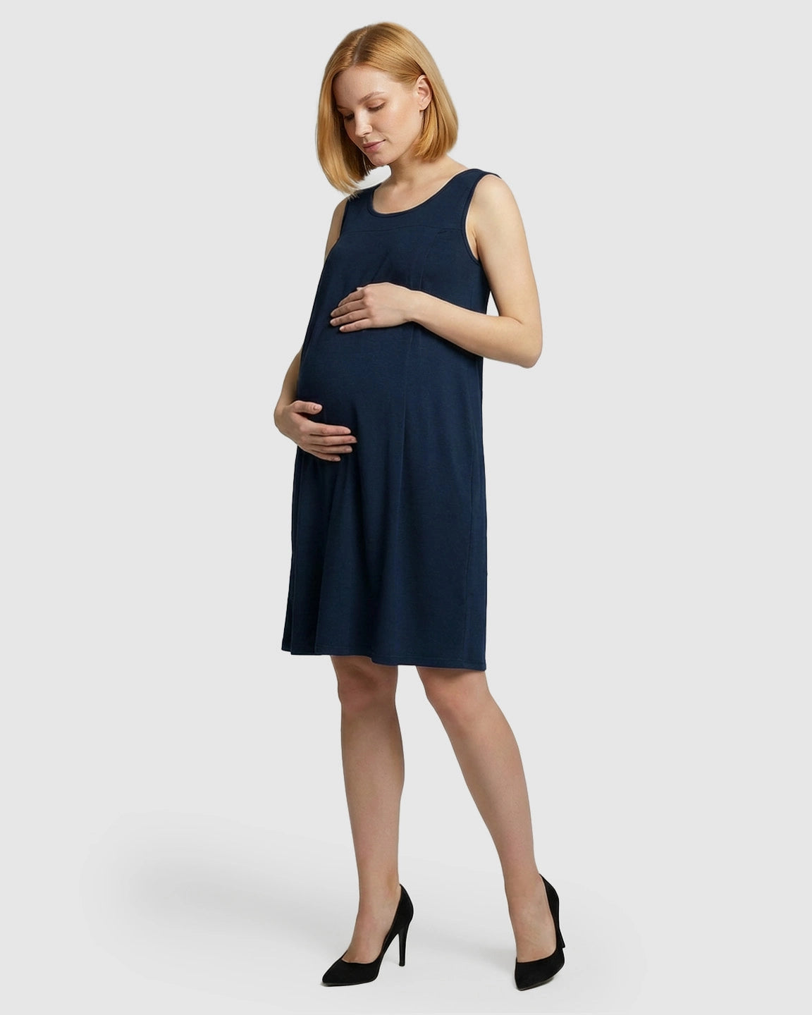 Discreet Nursing Opening Casual Maternity Midi Dress