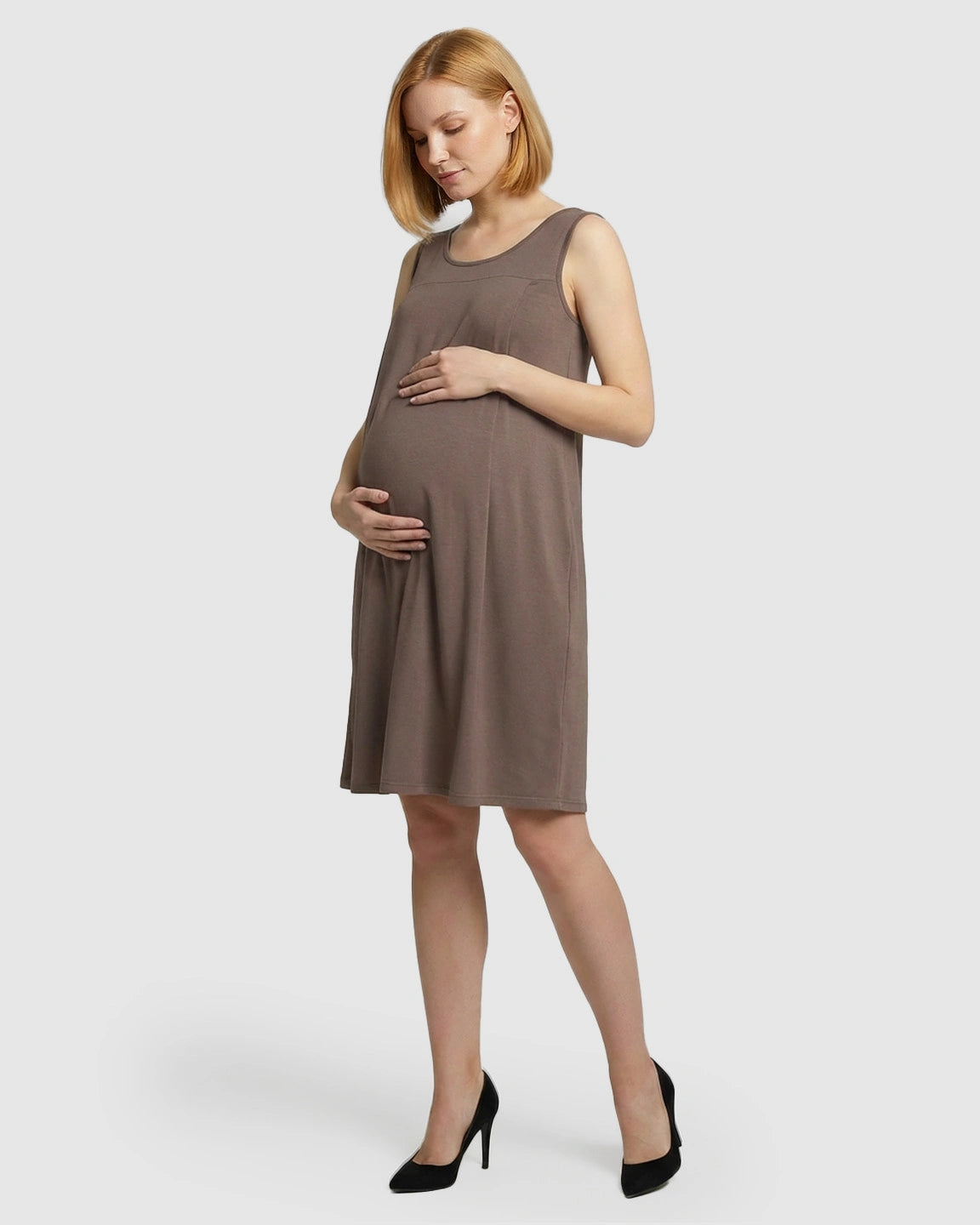 Discreet Nursing Opening Casual Maternity Midi Dress