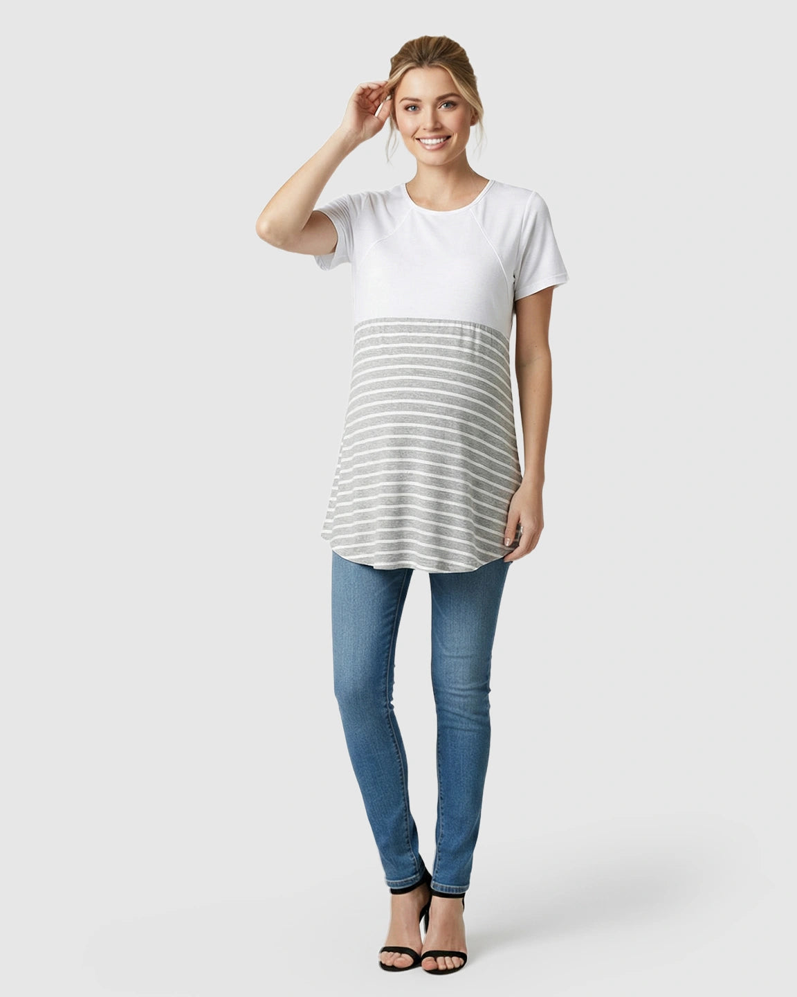 Lift-Up Access Striped Nursing & Maternity Top