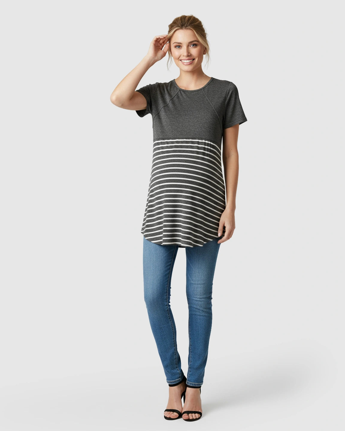 Lift-Up Access Striped Nursing & Maternity Top