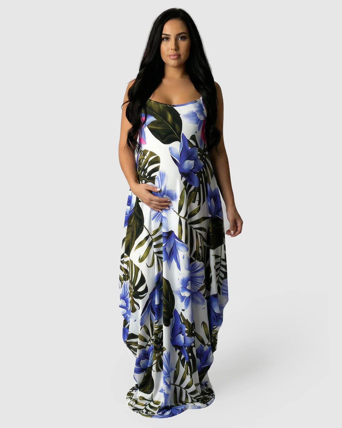 3D Floral Sling Maternity Maxi Dress
