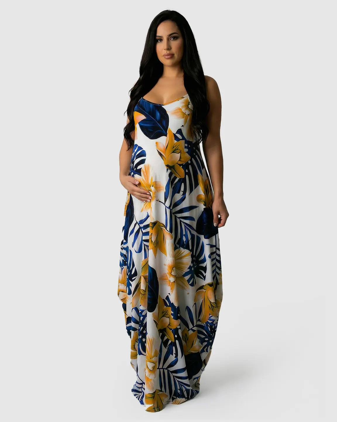 Tropical Flowy Maternity Maxi Dress