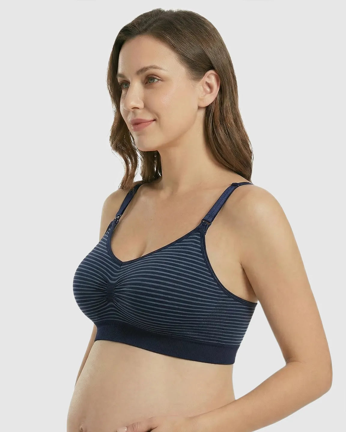 Seamless Striped Wireless Nursing Bra