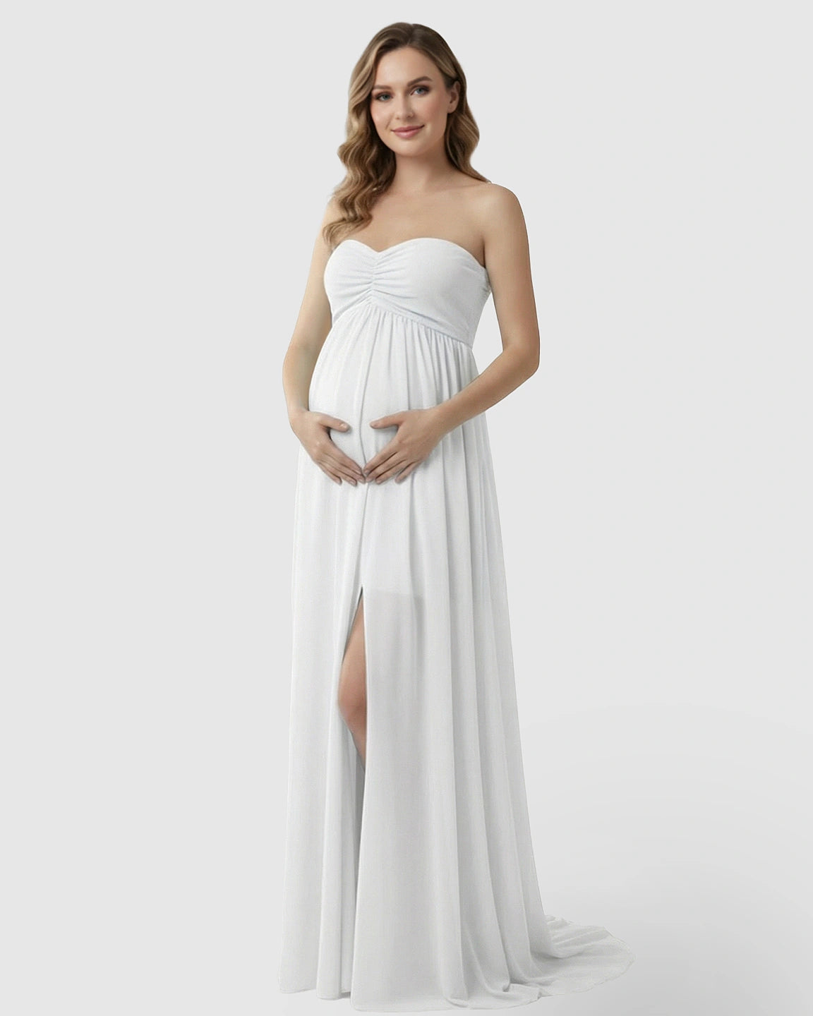 Strapless Chiffon Train Maternity Gown