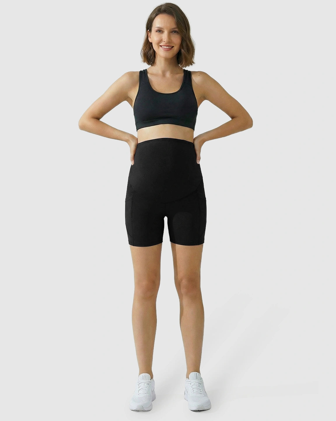 High-Waist Supportive Maternity Shorts