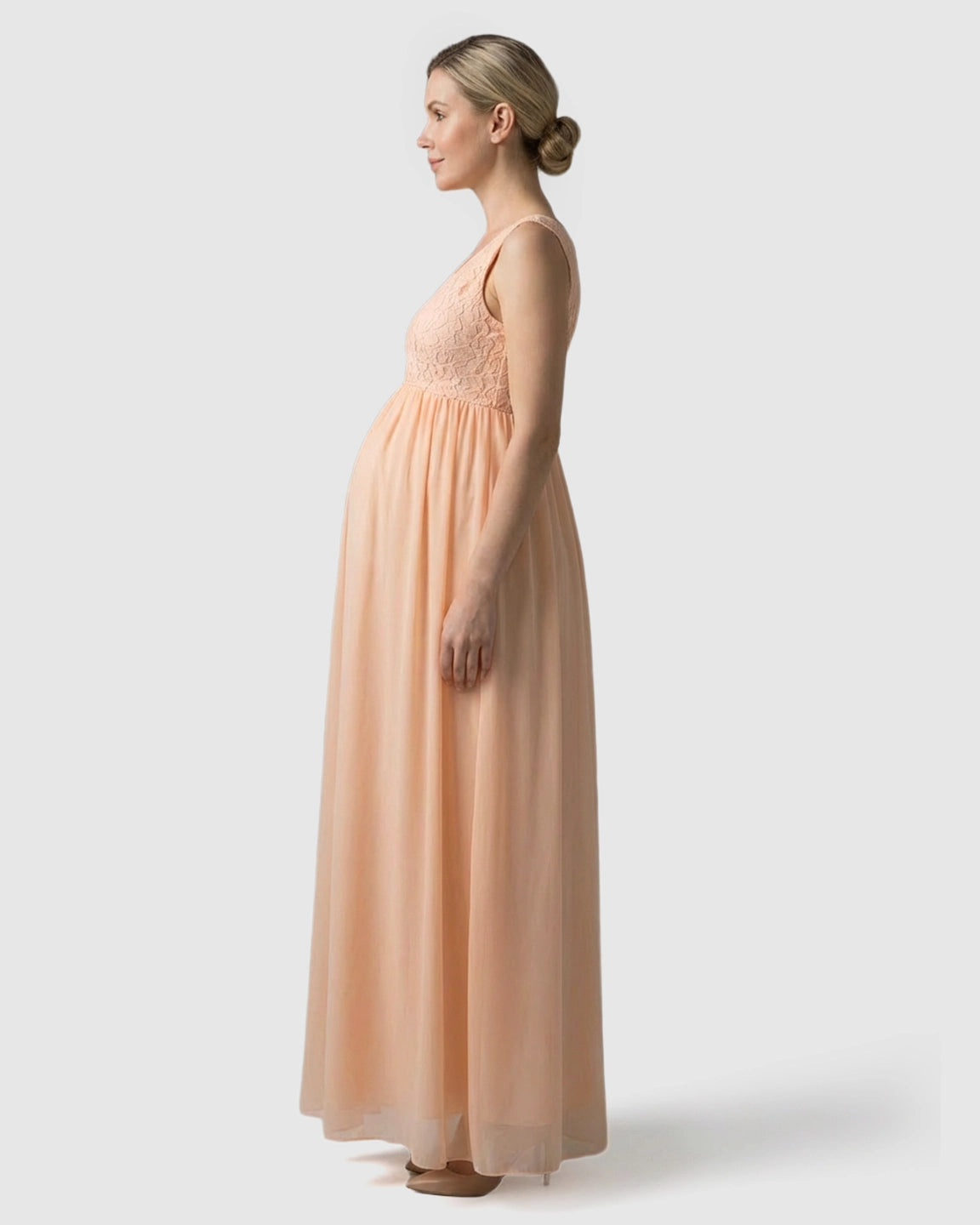 Lace-Chiffon Romantic Maternity Maxi Dress
