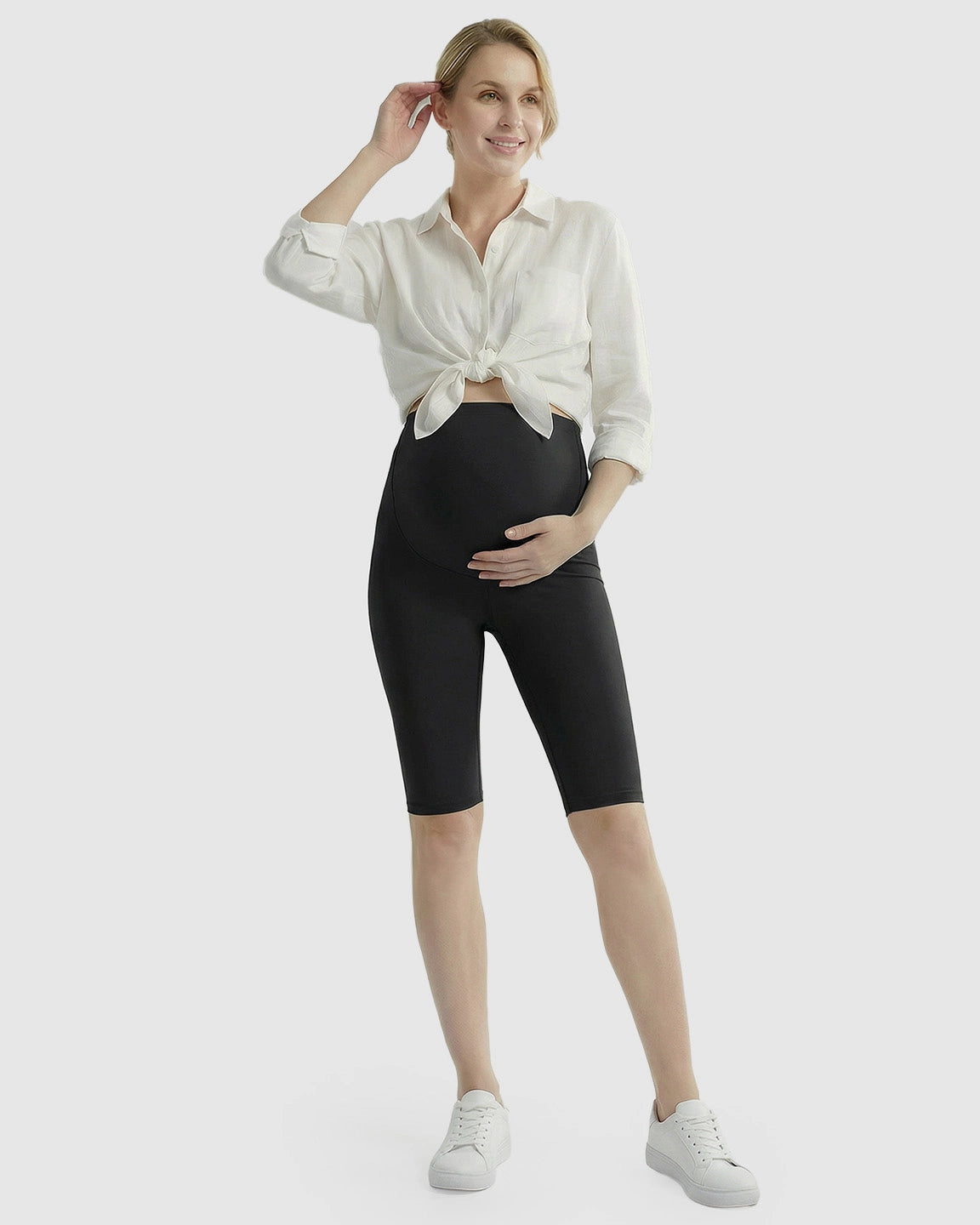 High-Waist Sculpting Maternity Shorts