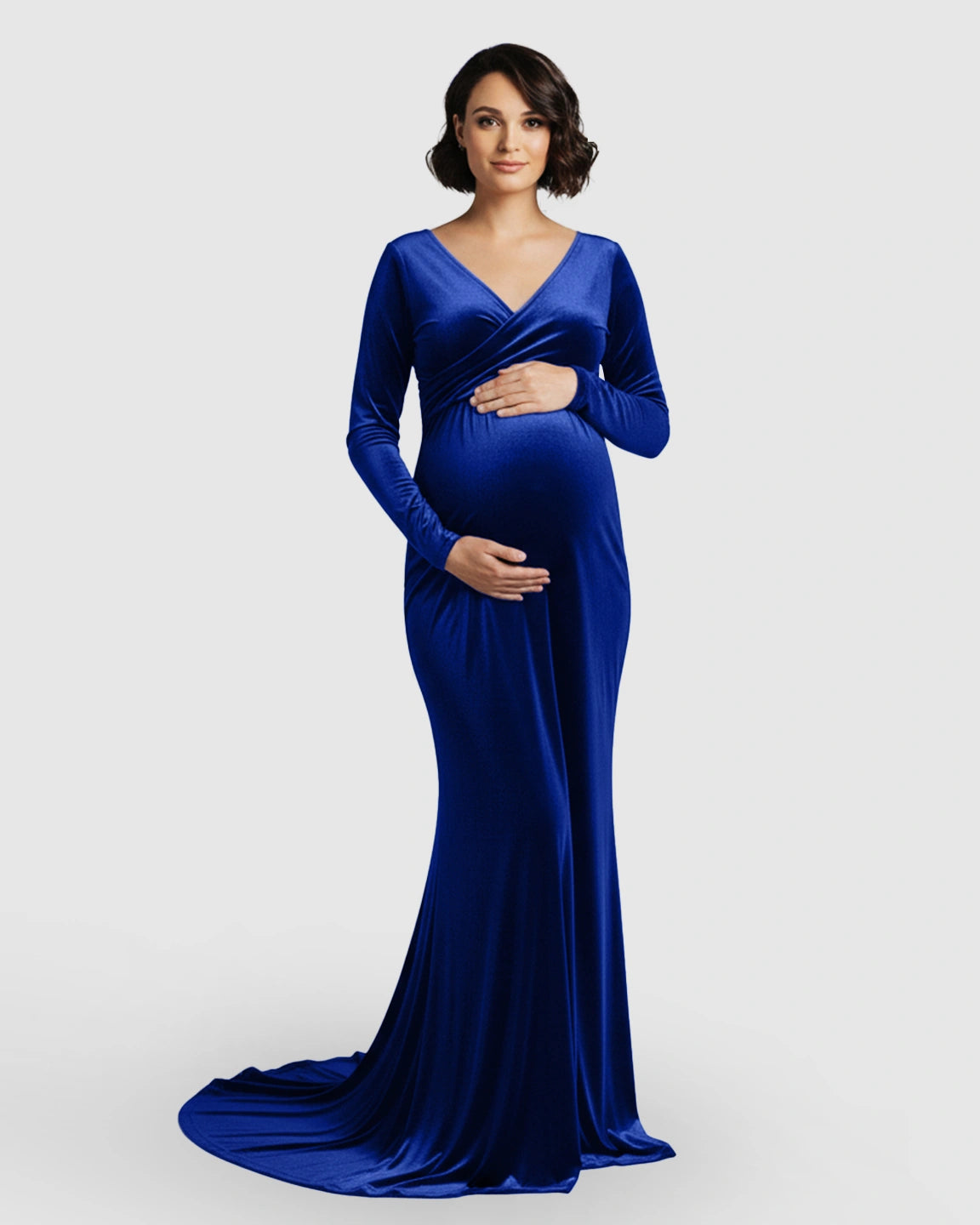 Off-Shoulder Velvet Maternity Gown