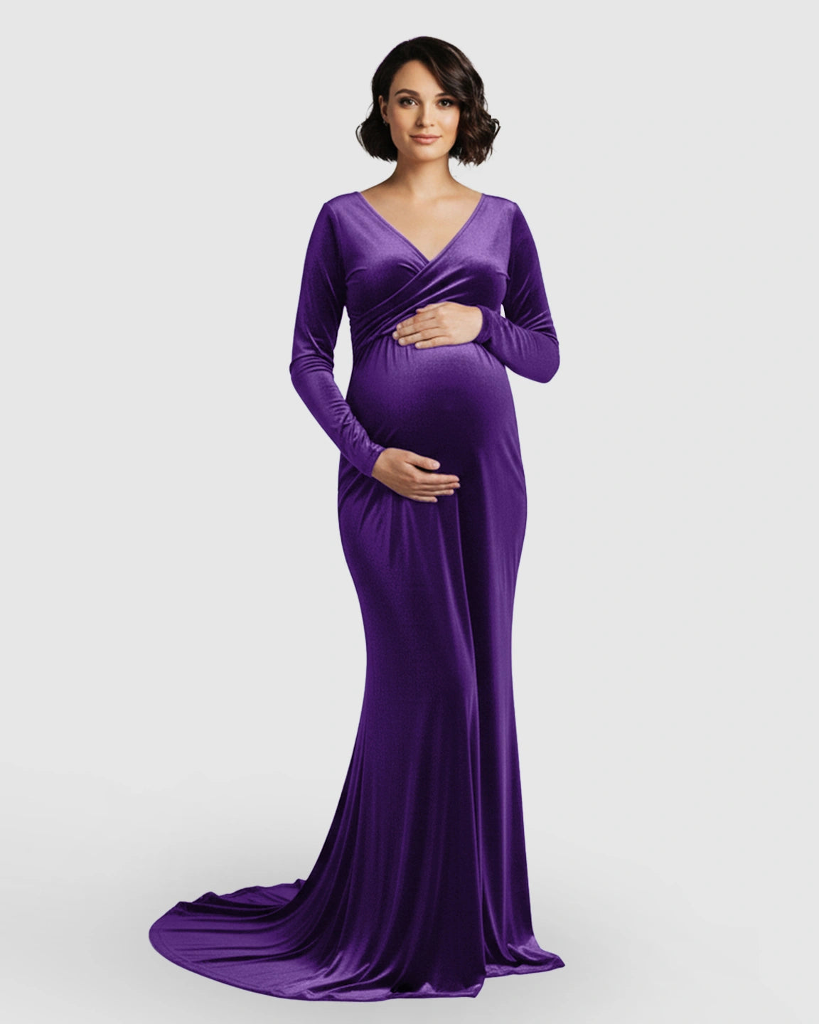 Off-Shoulder Velvet Maternity Gown