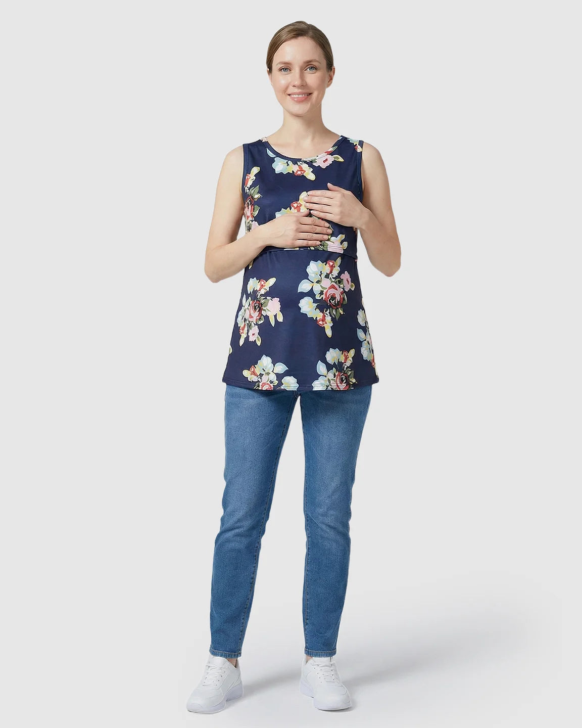 Sleeveless Floral Nursing Maternity Top