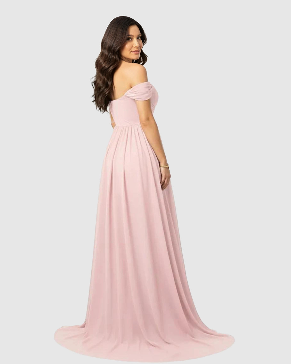 Off Shoulder Laced Flowing Maternity Maxi Dress
