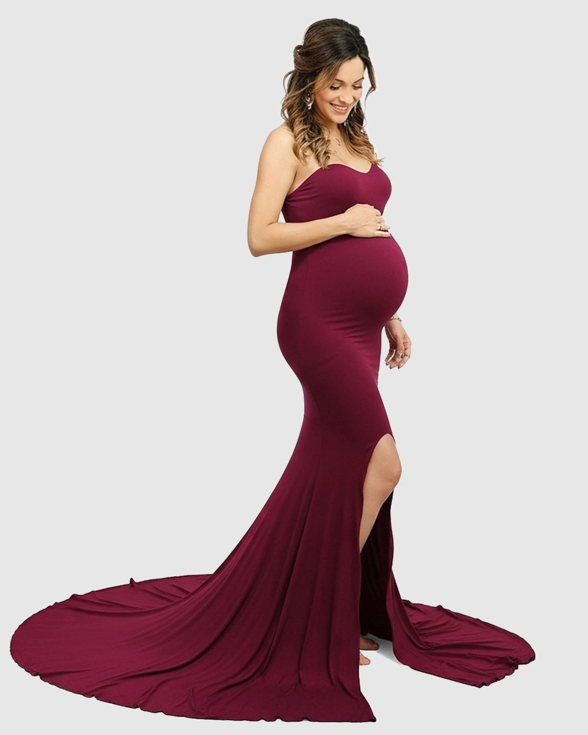 Strapless Sweetheart Neckline Trumpet Silhouette Maternity Gown