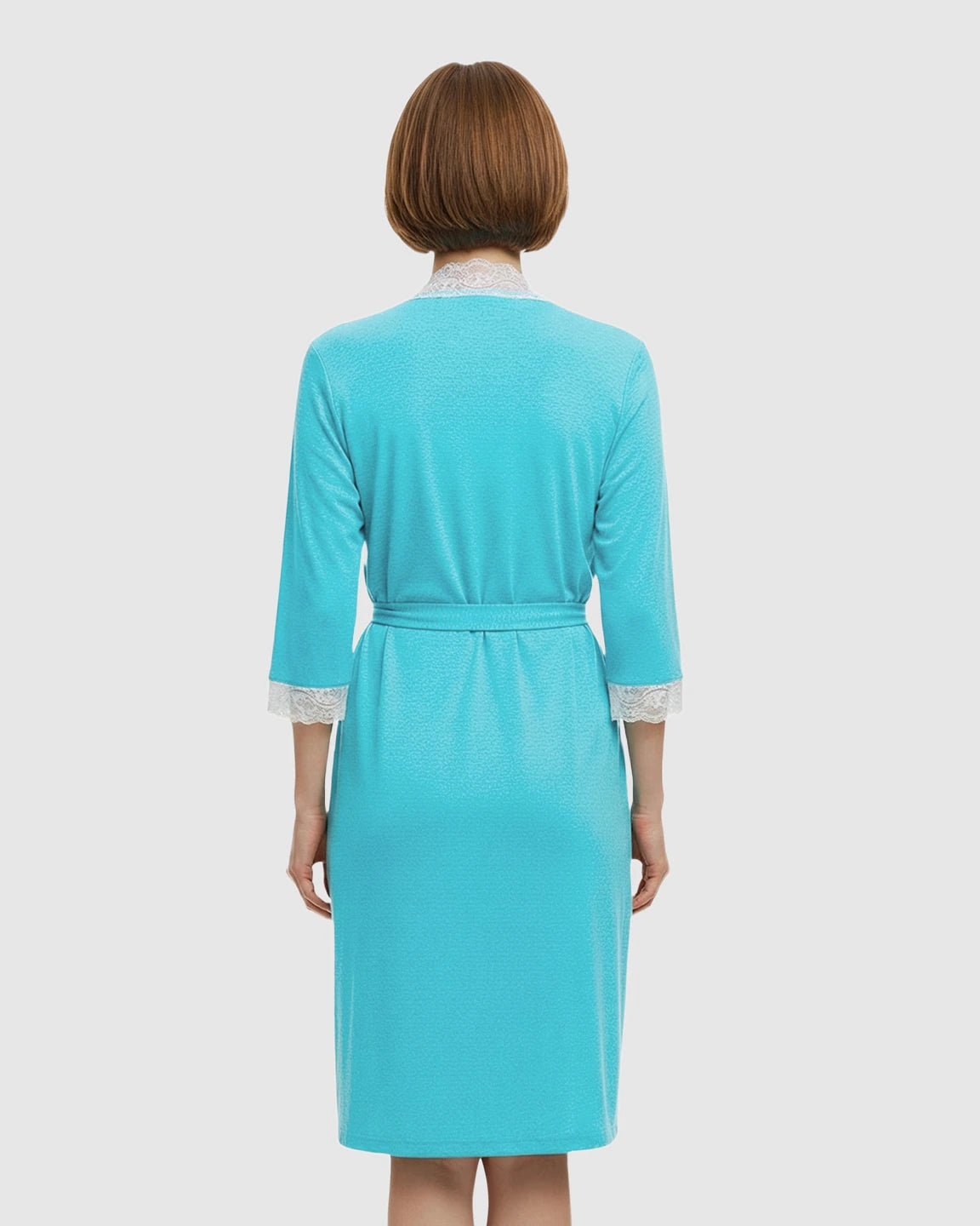 Lace Trim Wrap Maternity Robe