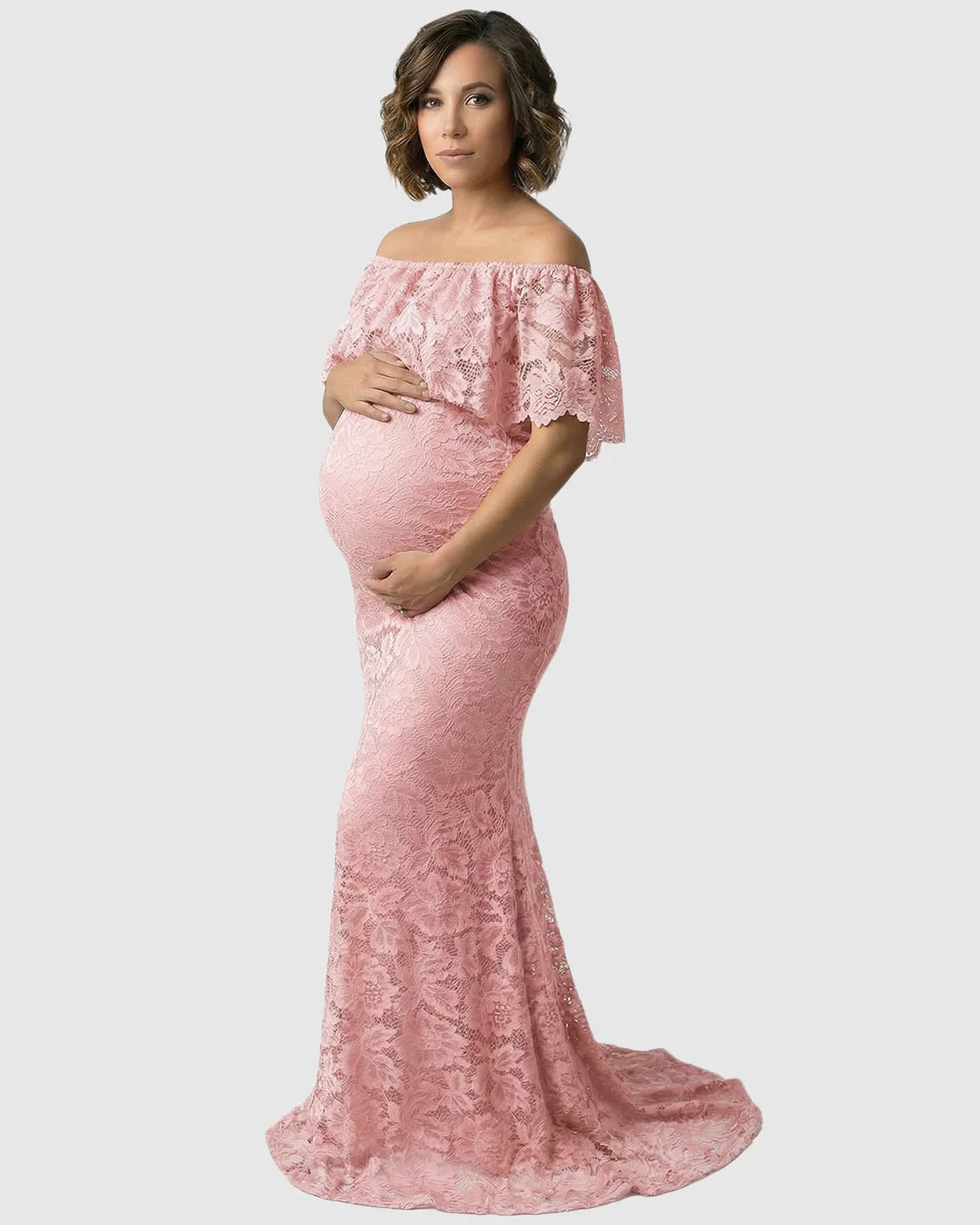 Lace Fitted Mermaid Maternity Gown