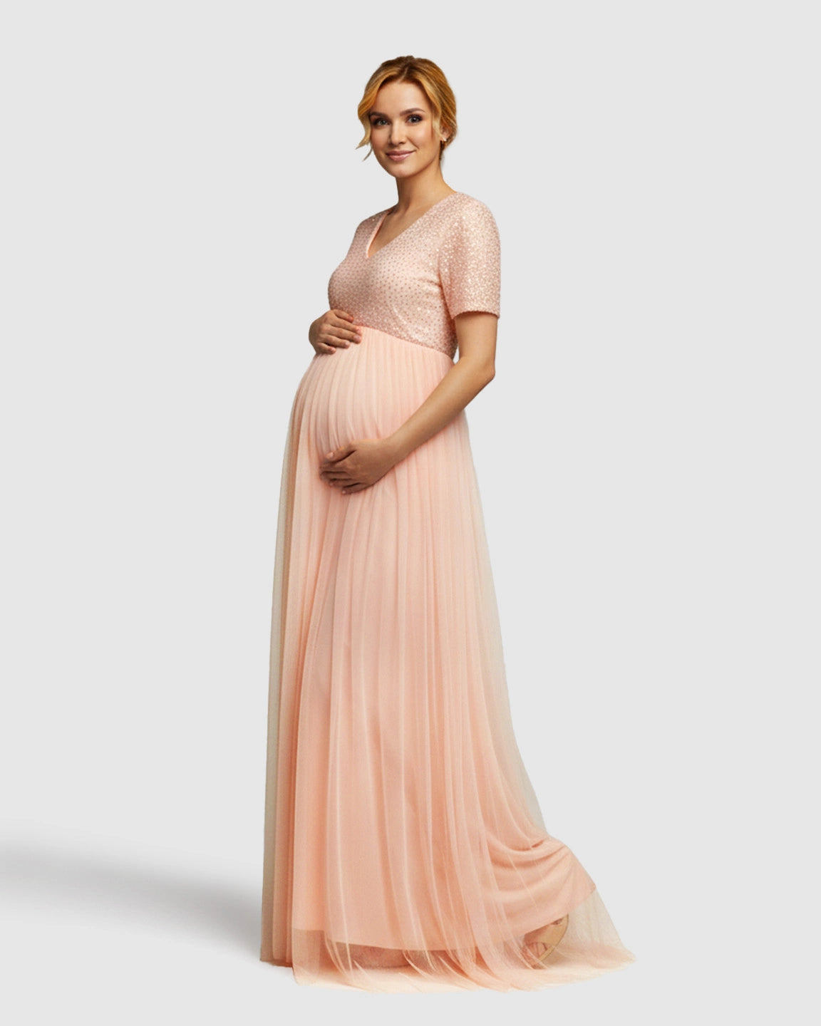 Sequin A-Line Maternity Evening Gown