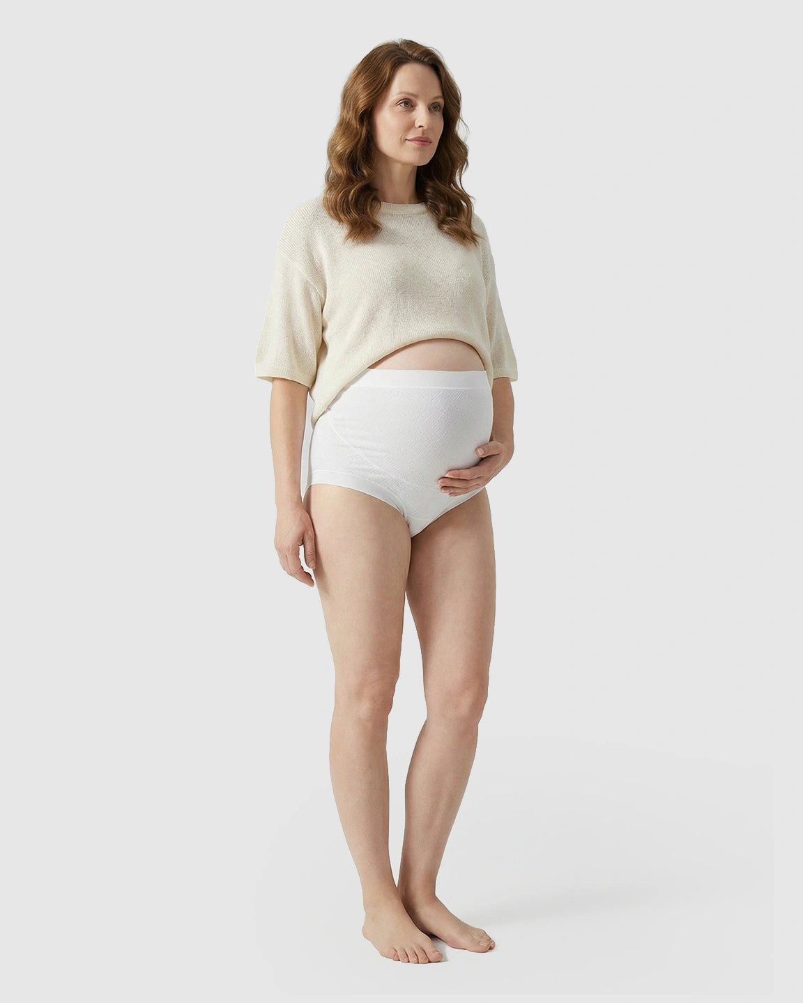 Mid-Waist Jacquard Texture Maternity Underwear