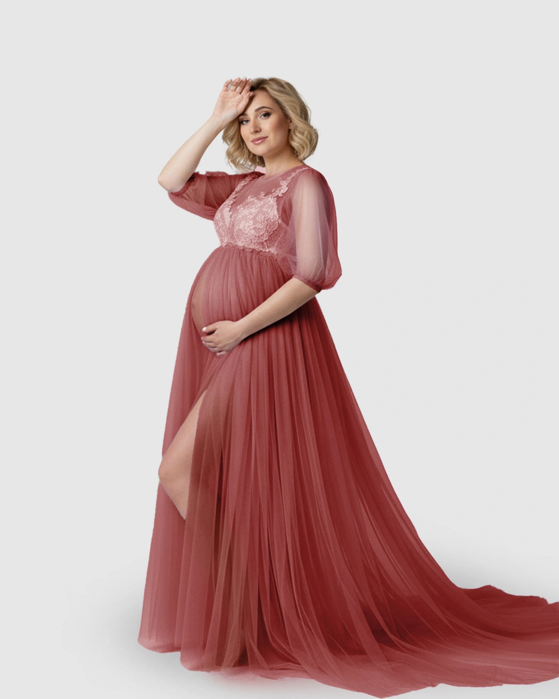 Tulle Lace Swing Trail Maternity Photoshoot Dress