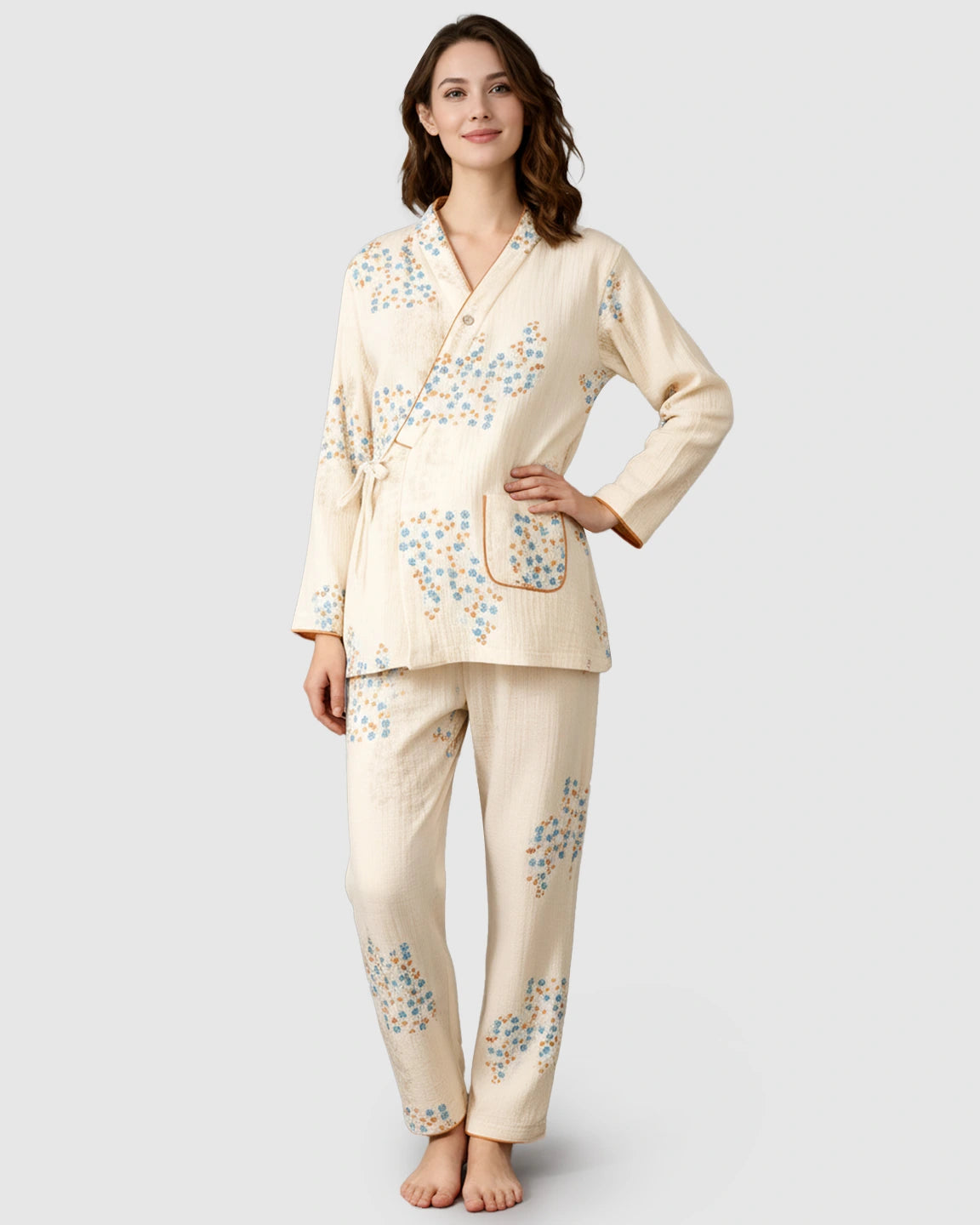 Wind Chime Kimono Wrap Muslin Maternity Sleep Set