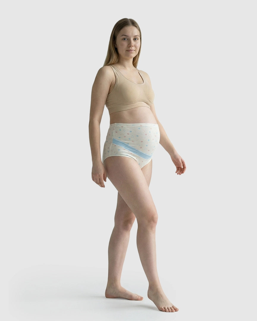High-Waisted Geometric Pattern Maternity Underwear