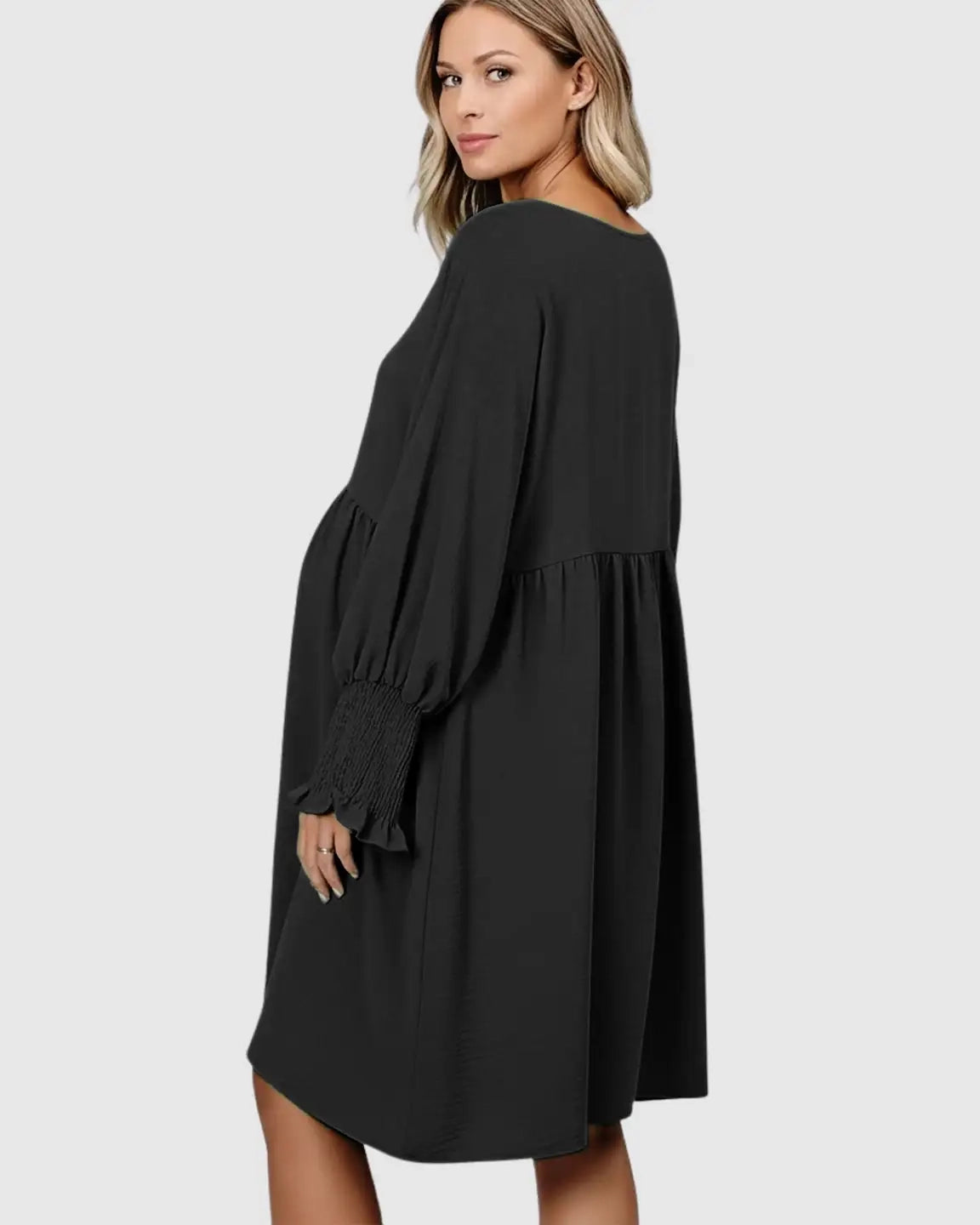 Flowy Smocked Sleeve Casual Dress