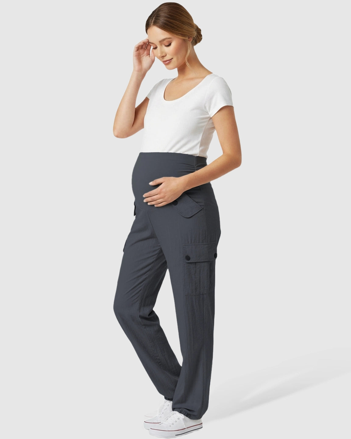 Cooling Wide-Leg Cargo Maternity Pants