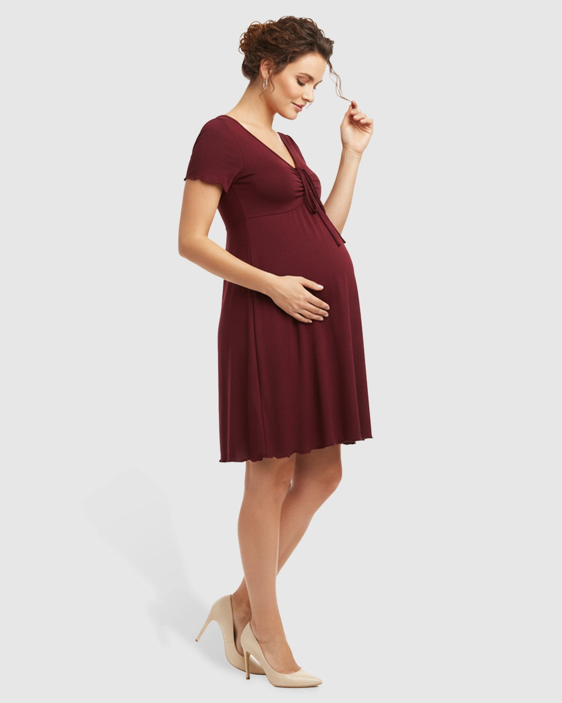 Lettuce Edge Hem Casual Maternity Mini Dress