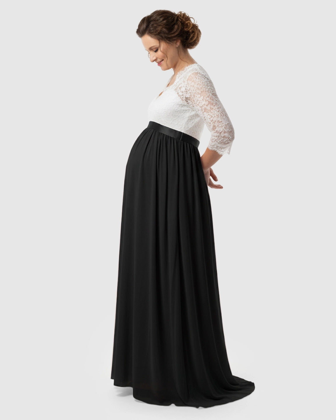 V-Back Bow Two-Tone Formal Maternity Gown