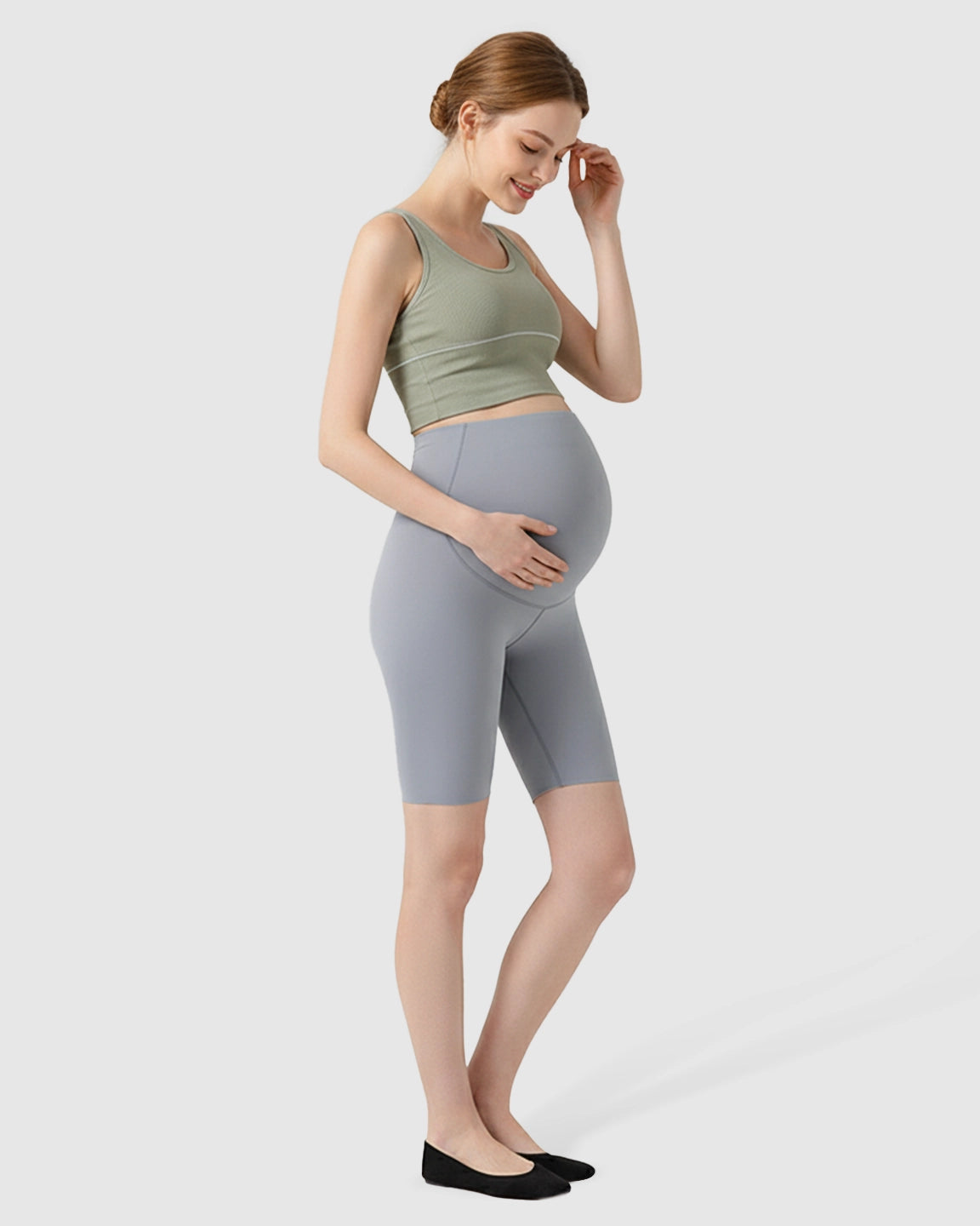 Over-Belly Seamless Design Maternity Shorts