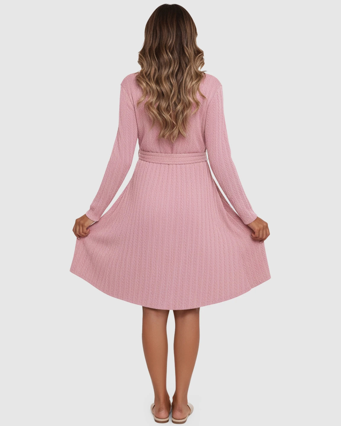 Ribbed Tie-Waist Maternity Midi Dress