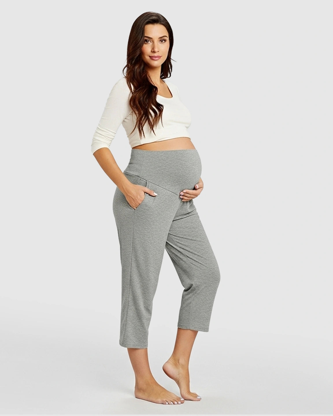High-Waisted Maternity Capri Pants