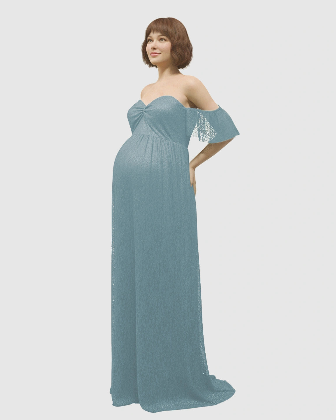 Elegant Lace Off-Shoulder Maternity Photoshoot Dress