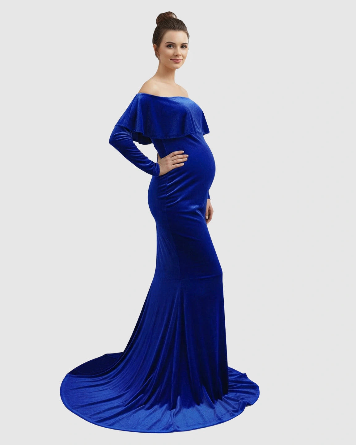 Off-Shoulder Fitted Maternity Photoshoot Dress