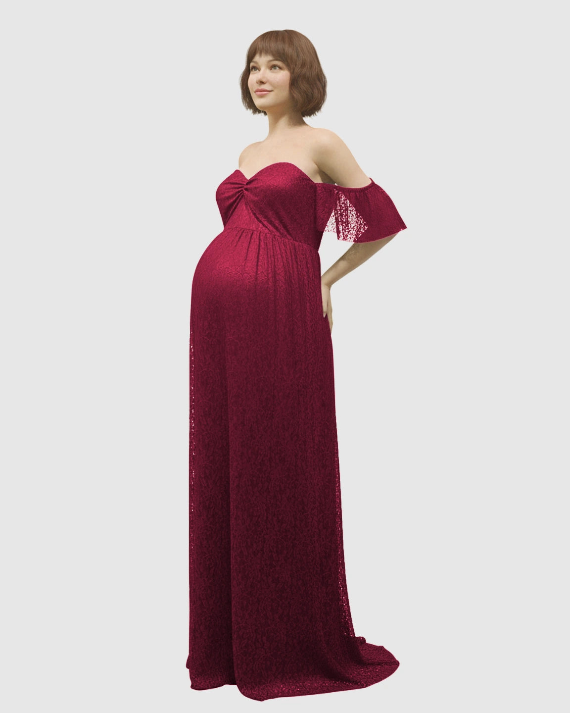 Elegant Lace Off-Shoulder Maternity Photoshoot Dress