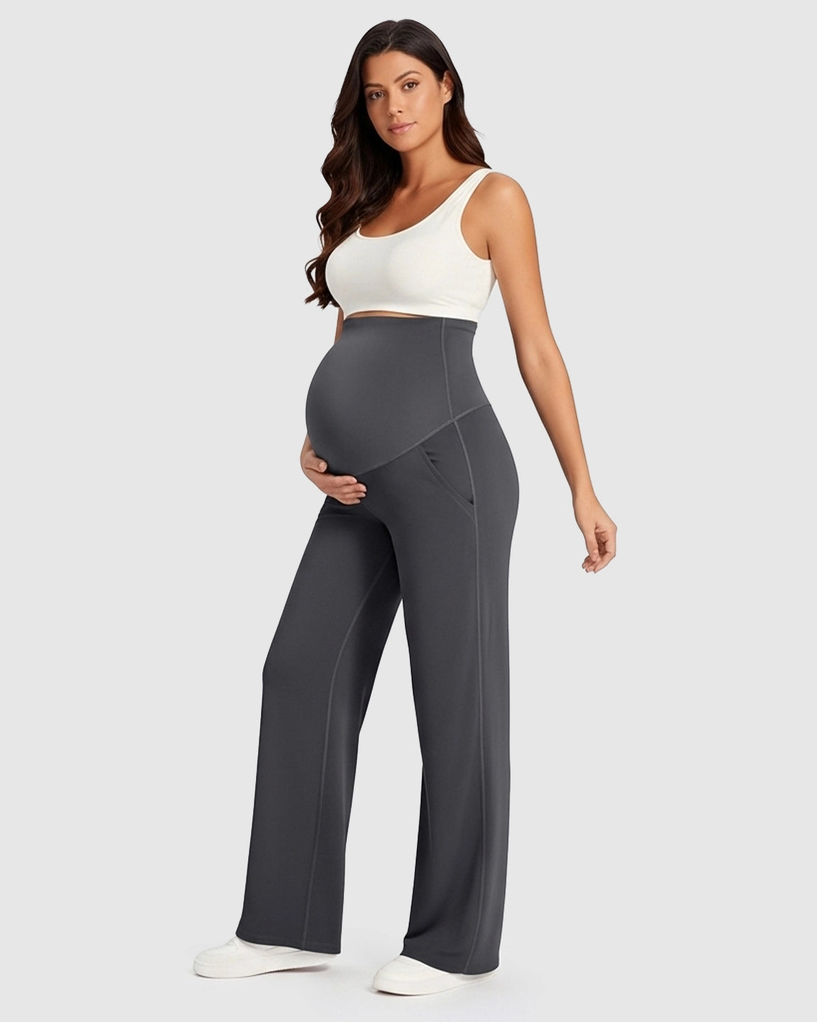 Soft Stretch High-Rise Wide-Leg Maternity Pants