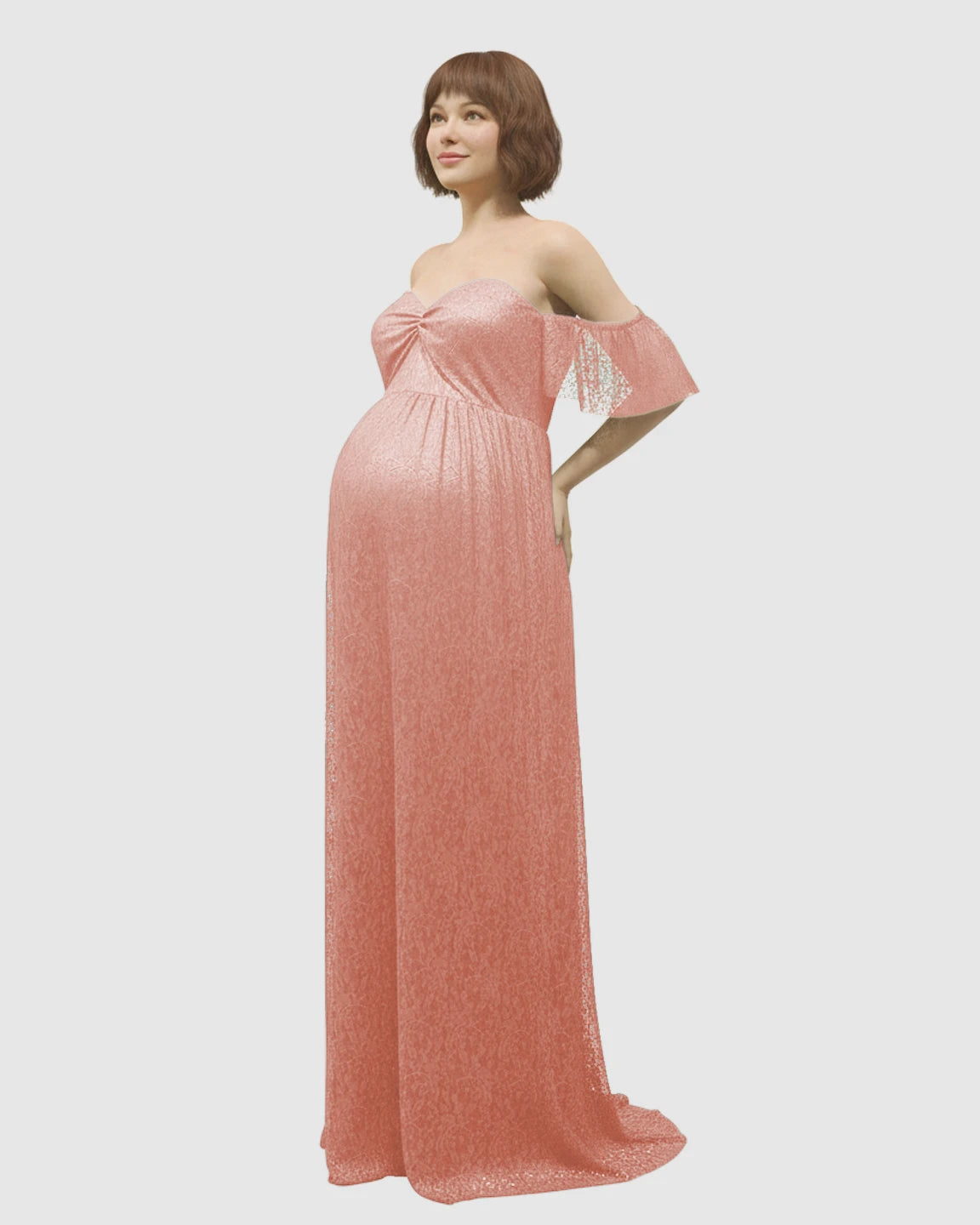 Elegant Lace Off-Shoulder Maternity Photoshoot Dress