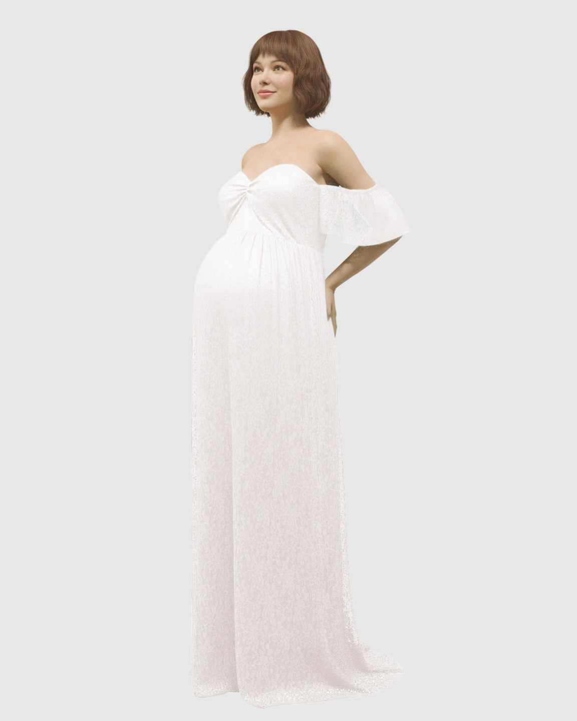 Elegant Lace Off-Shoulder Maternity Photoshoot Dress