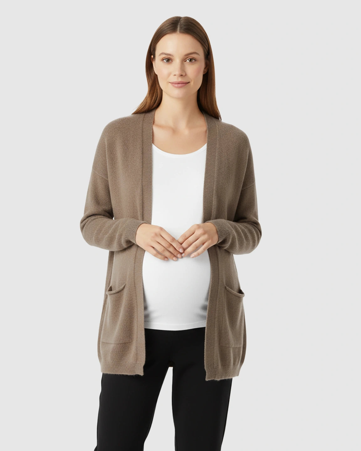 Cozy Wool Blend Long Knit Maternity Cardigan